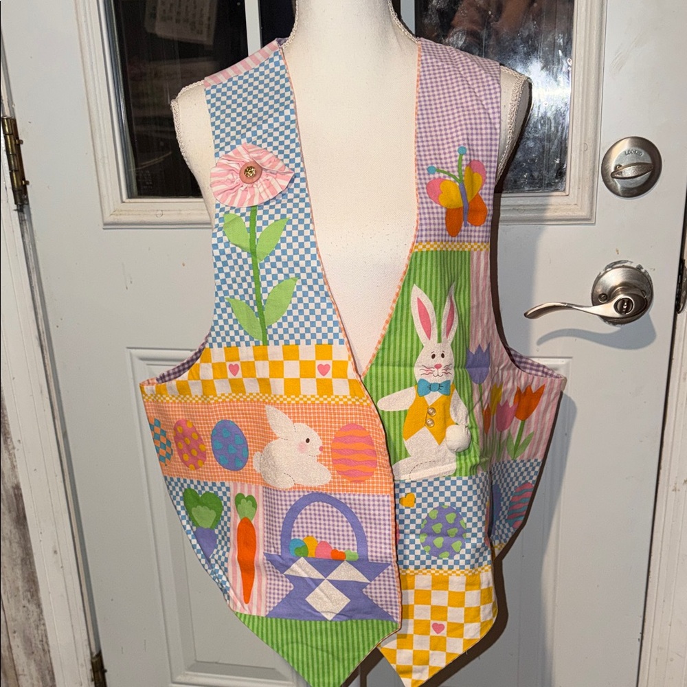 Easter Patchwork Bunny Vest - Colorful Holiday Ap… - image 1